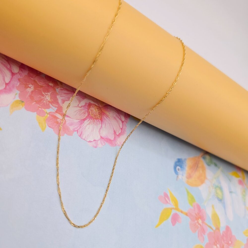 Dainty Rose Gold Twisted Rope Chain Necklace, 24 Inch, Gold Plated, XPNL0108 - Picture 4 of 12